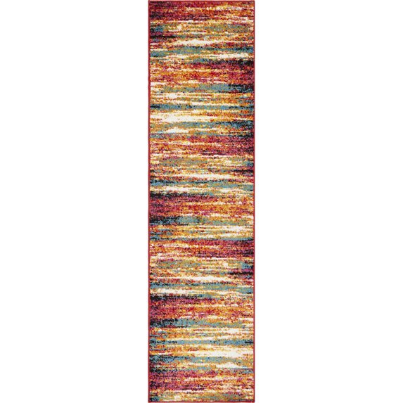 Home Dynamix Splash Cellis Contemporary Abstract Striped Runner Area Rug, Orange/Blue, 1'9"x7'2"