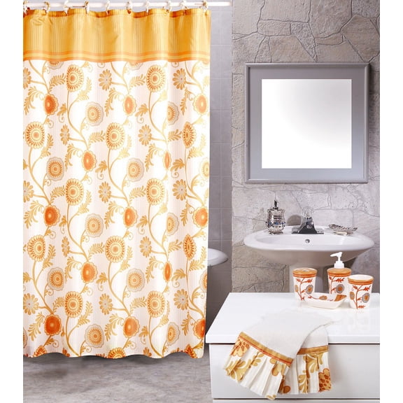 Home Dynamix Total Shower Curtain Bath Set: TB04 Fun Floral: 19 Piece Shower Curtain Bath Set