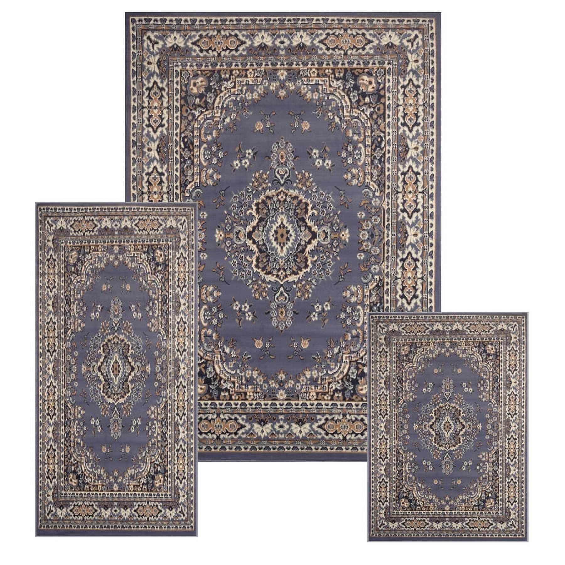 Home Dynamix Traditional Woven Country Blue Decorative-Border-Pattern ...