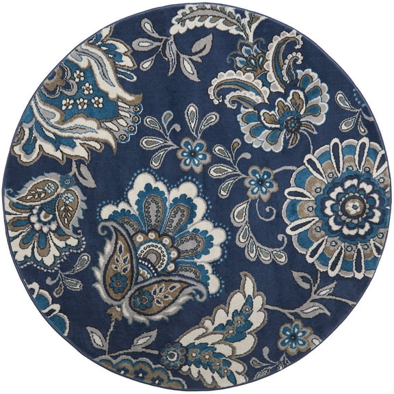 Home Dynamix Tremont Area Rugs: Oz 5714-300 Navy Blue Rug: 7'10" Round
