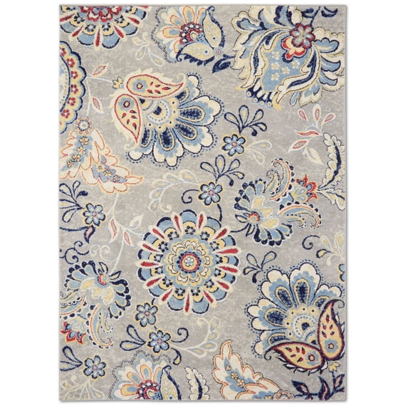 Home Dynamix Tremont Lincoln Bohemian Floral Area Rug, Grey/Red, 21"x35"