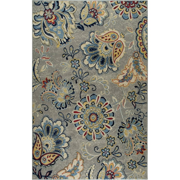 Home Dynamix Tremont Lincoln Bohemian Floral Area Rug, Grey/Red, 5'2" Round