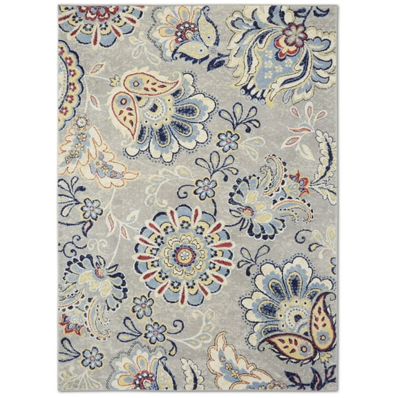Home Dynamix Tremont Lincoln Bohemian Floral Area Rug, Grey/Red, 5'3"x7'2"