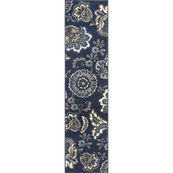 Home Dynamix Tremont Lincoln Floral Area Rug, Navy Blue, 1'9"x7'2"