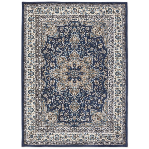 Home Dynamix Tremont Magnolia Traditional Medallion Area Rug, Navy Blue/Ivory, 3'3"x5'2"