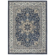 Home Dynamix Tremont Magnolia Traditional Medallion Area Rug, Navy Blue/Ivory, 710"x105"