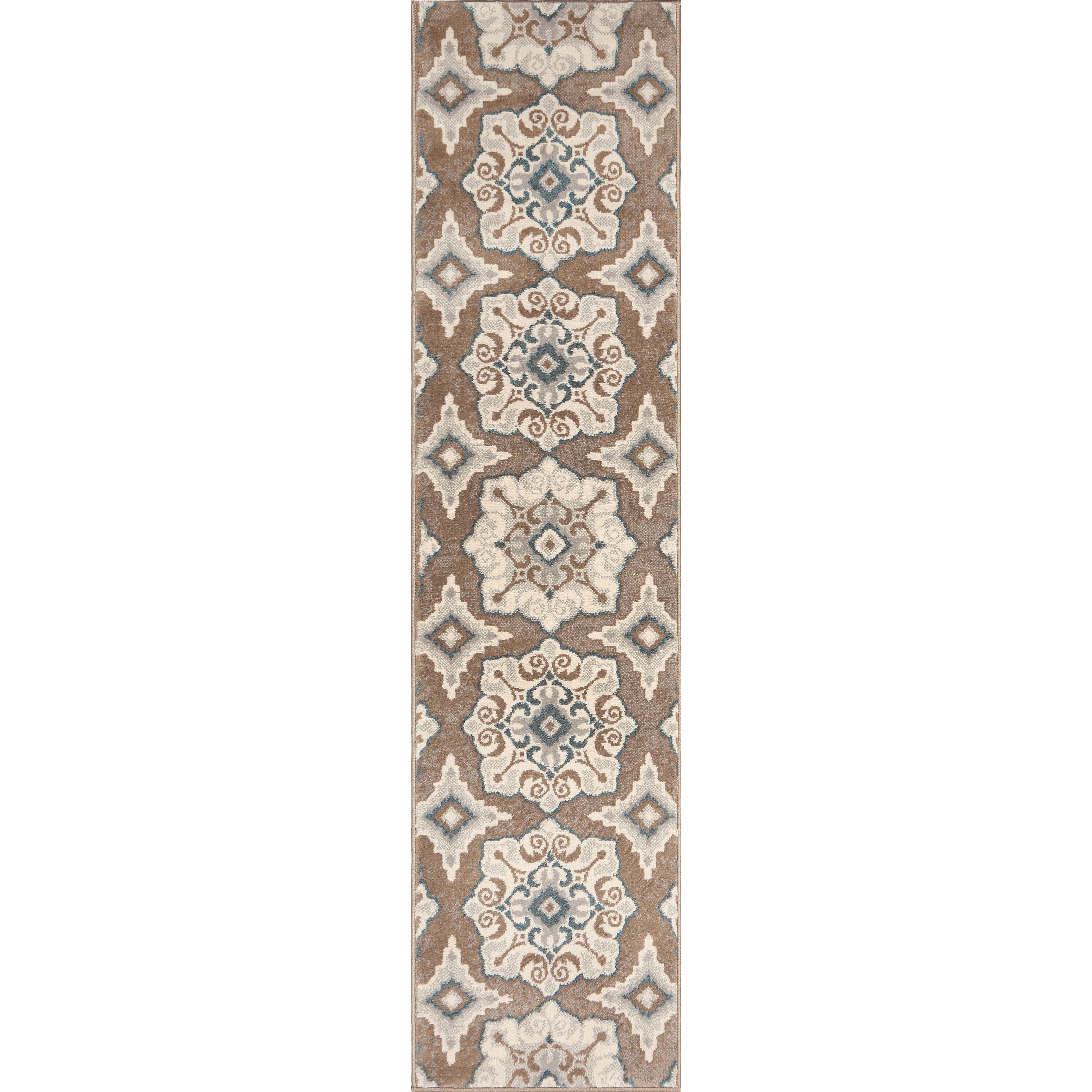Home Dynamix Tremont Salem Patterned Area Rug, Taupe/Blue, 1'9"x7'2