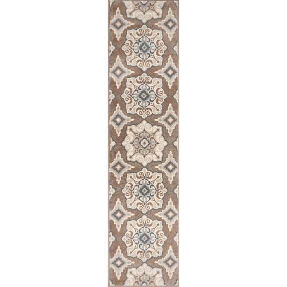 Home Dynamix Tremont Salem Patterned Area Rug, Taupe/Blue, 1'9"x7'2"