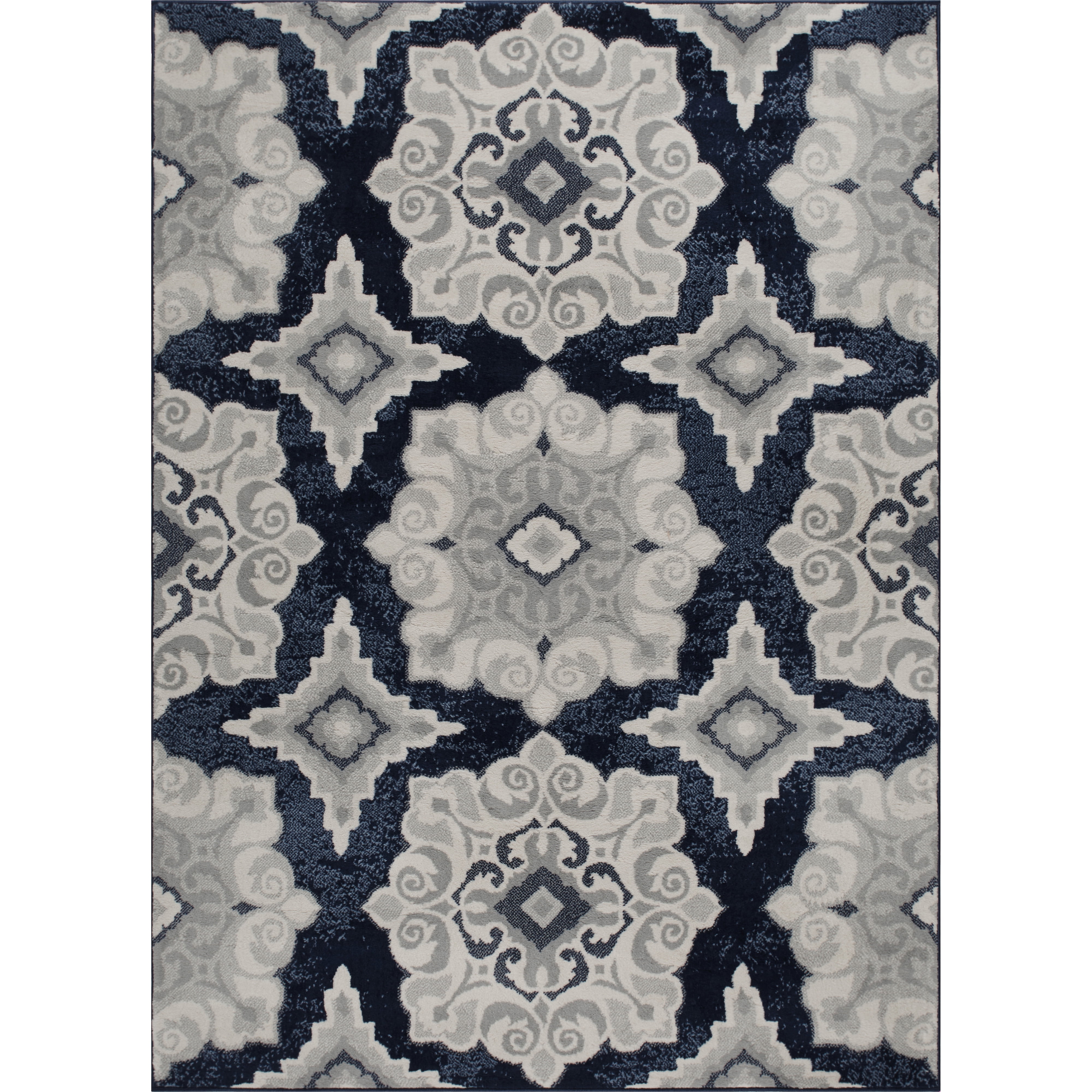 Home Dynamix Tremont Salem Transitional Medallion Area Rug, Navy Blue