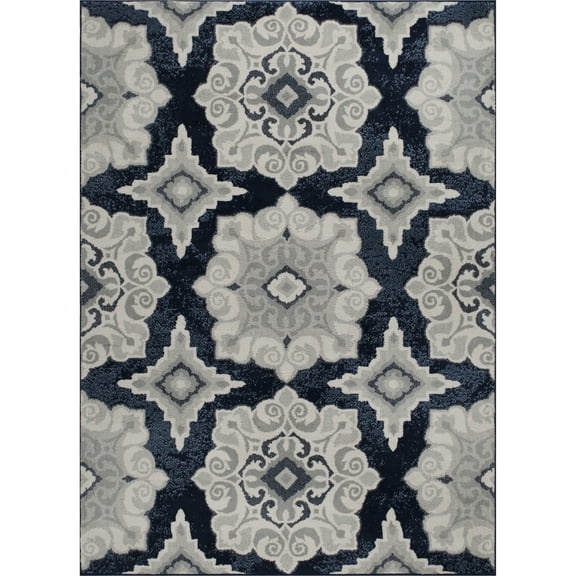 Home Dynamix Tremont Salem Transitional Medallion Area Rug, Navy Blue/Ivory, 3'3"x5'2"
