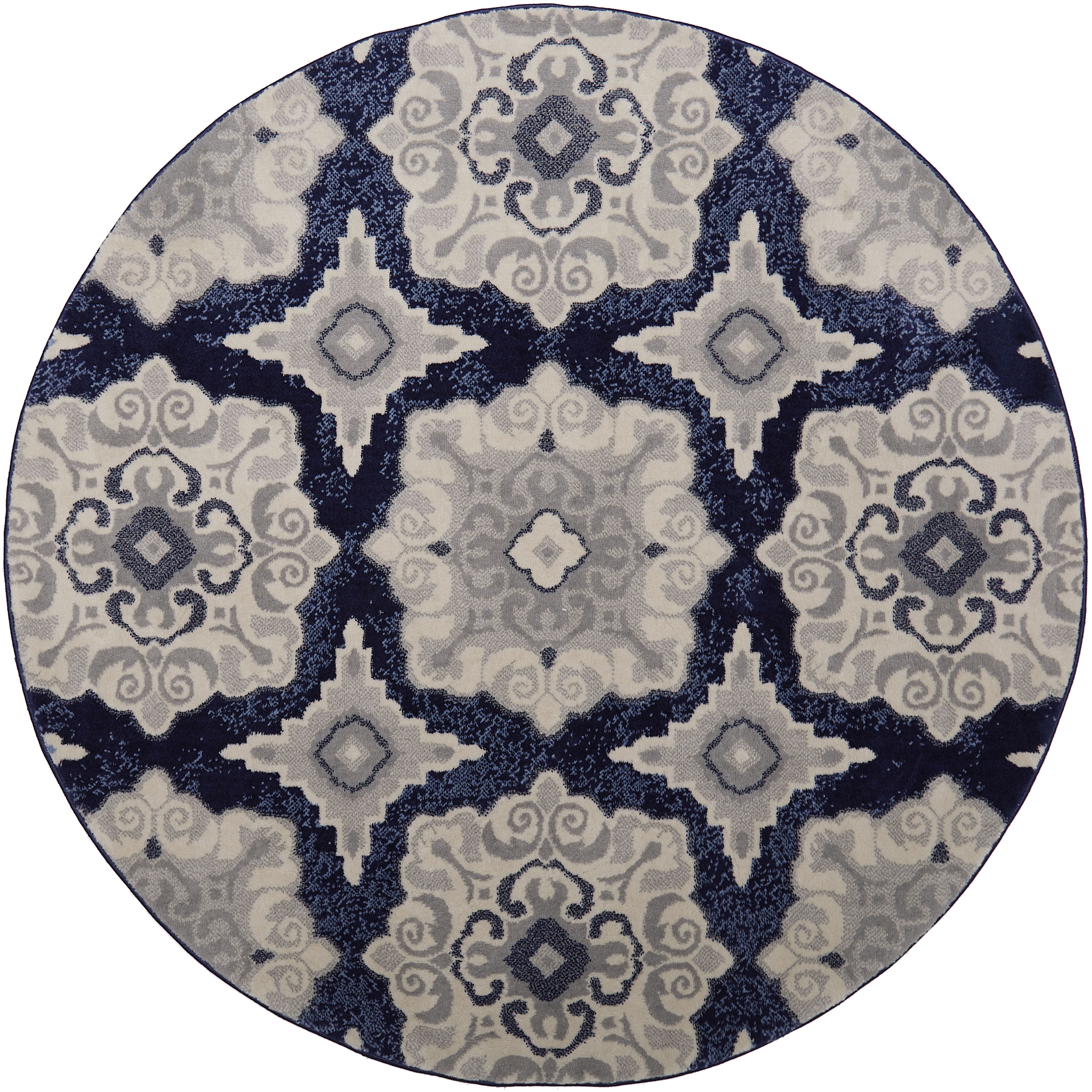 Home Dynamix Tremont Salem Transitional Medallion Area Rug, Navy Blue/Ivory, 5'2" Round