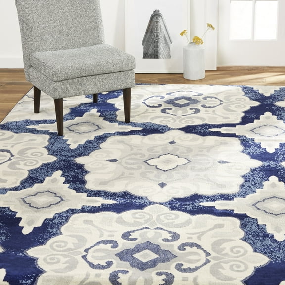 Home Dynamix Tremont Salem Transitional Medallion Area Rug, Navy Blue/Ivory, 5'3"x7'2"