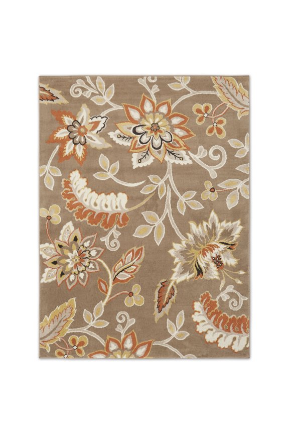 Tremont Teaneck Contemporary Floral Area Rug, Taupe/Pink, 21"x35"