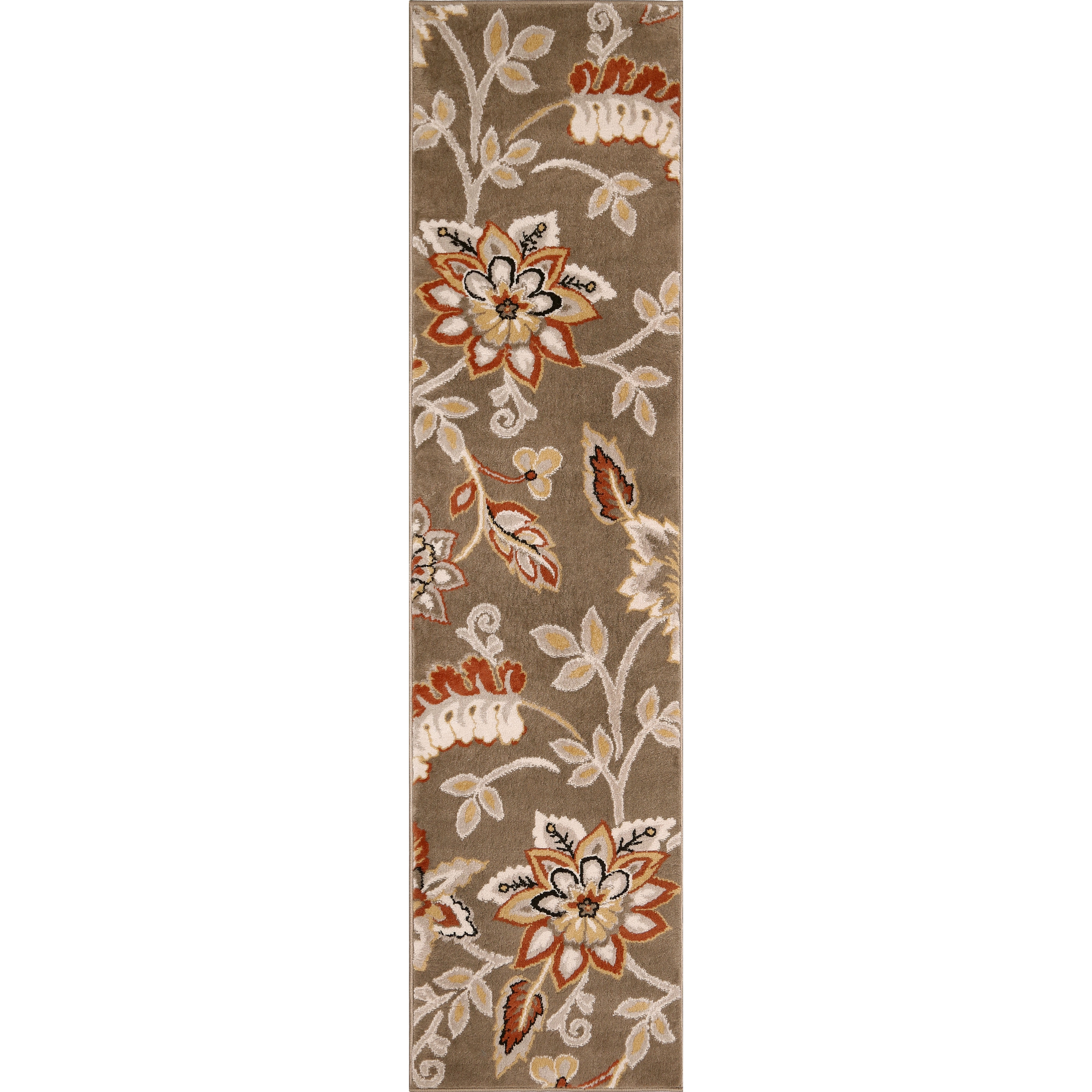 Dynamix Rugs Home Dynamix Tremont Teaneck Contemporary Floral Runner Area Rug, Taupe ...