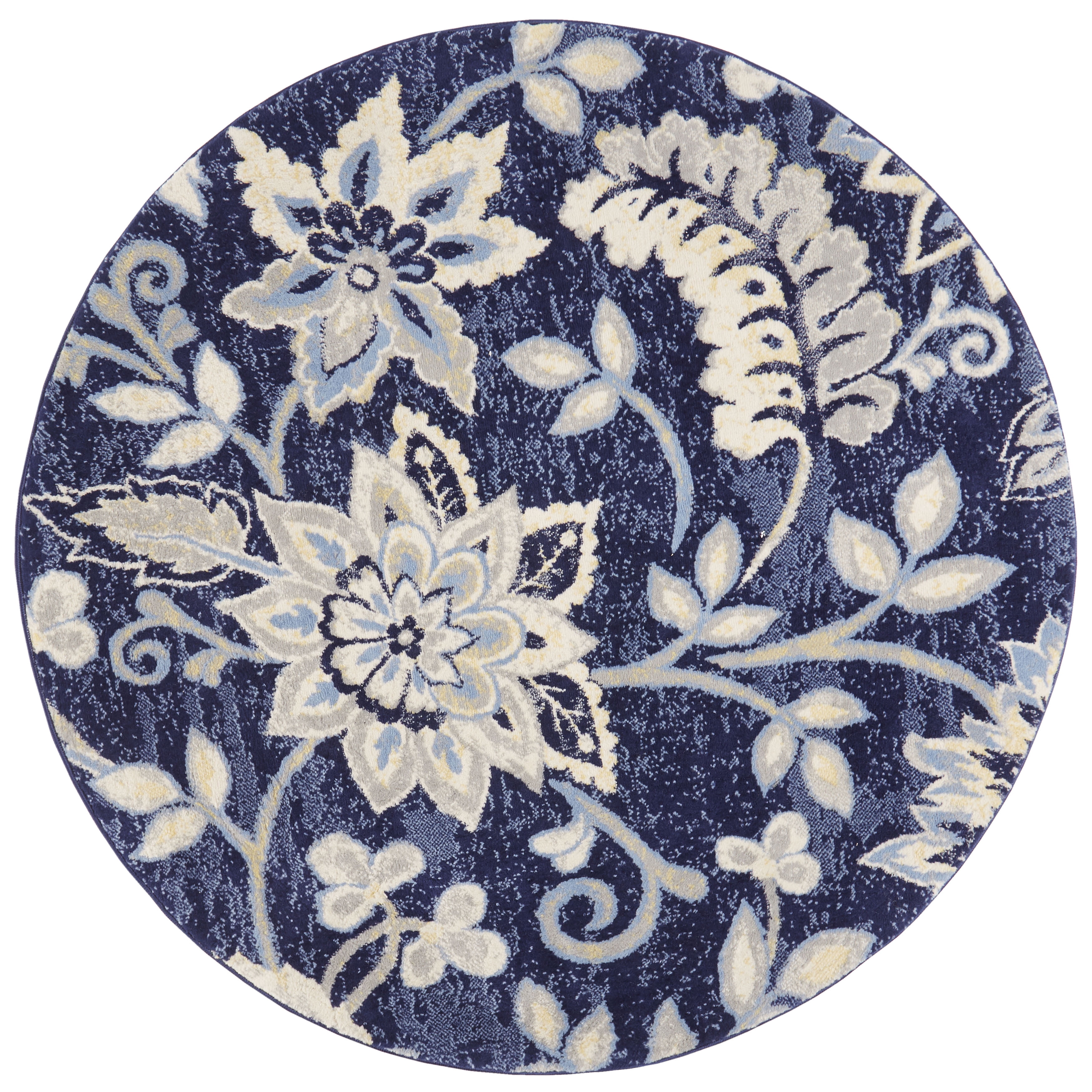 Home Dynamix Tremont Teaneck Floral Area Rug, Navy Blue, 7'10" Round