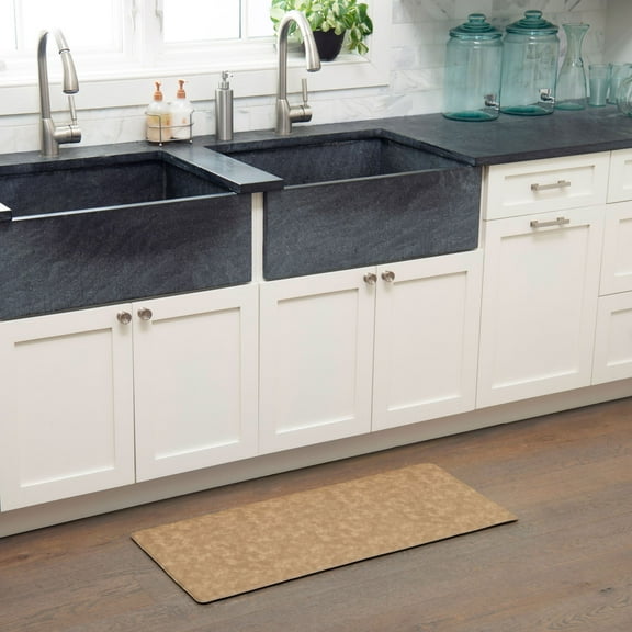 Home Dynamix Trenton Solace Traditional Diamond Textured Kitchen Mat, Beige, 17"x32"