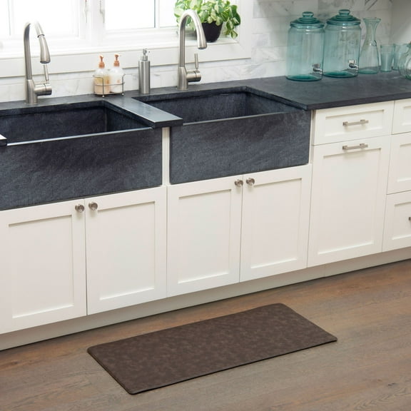 Home Dynamix Trenton Solace Traditional Diamond Textured Kitchen Mat, Espresso, 17"x39"