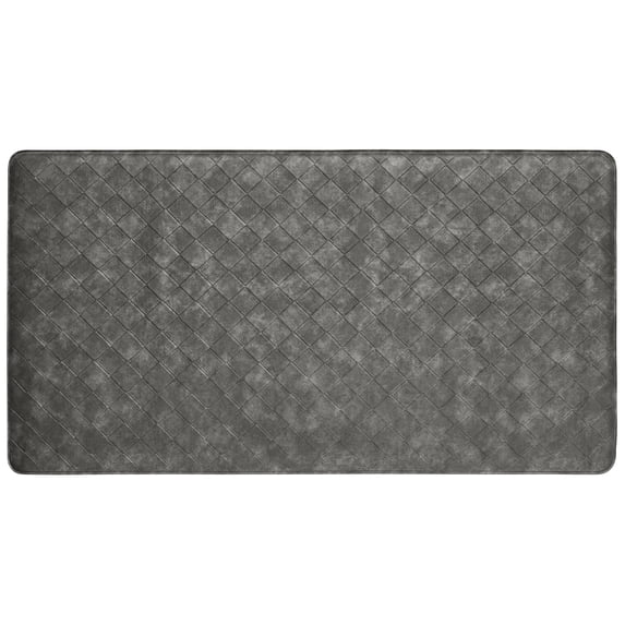 Home Dynamix Trenton Solace Traditional Diamond Textured Kitchen Mat, Grey, 17"x39"