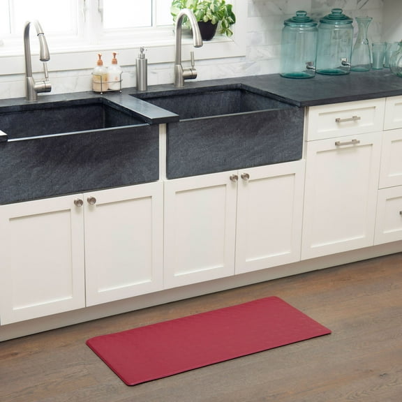 Home Dynamix Trenton Solace Traditional Diamond Textured Kitchen Mat, Red, 17"x39"