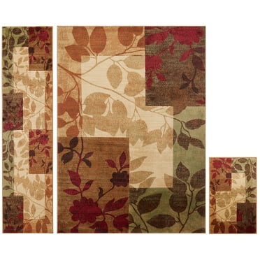 Home Dynamix Tribeca Amelia Contemporary Geometric Floral Area Rug, Beige/Brown, 3 Piece Set