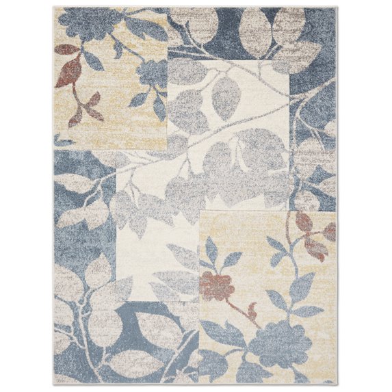 Home Dynamix Tribeca Amelia Contemporary Geometric Floral Area Rug, Blue/Beige, 9'2"x12'5"