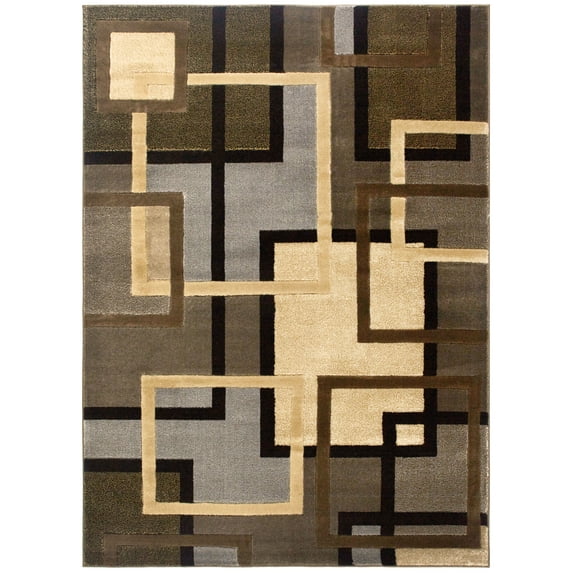 Home Dynamix Tribeca Greene Contemporary Geometric Area Rug, Brown/Grey, 5'2"x7'2"