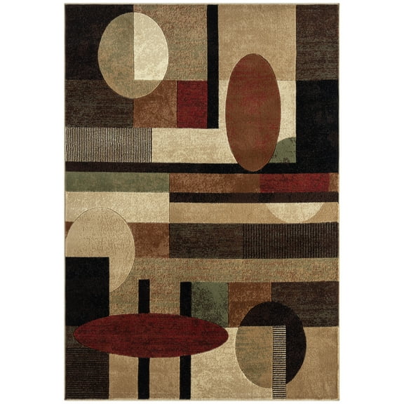 Home Dynamix Tribeca Jasmine Contemporary Geometric Area Rug, Brown/Red, 6'7"x9'10"