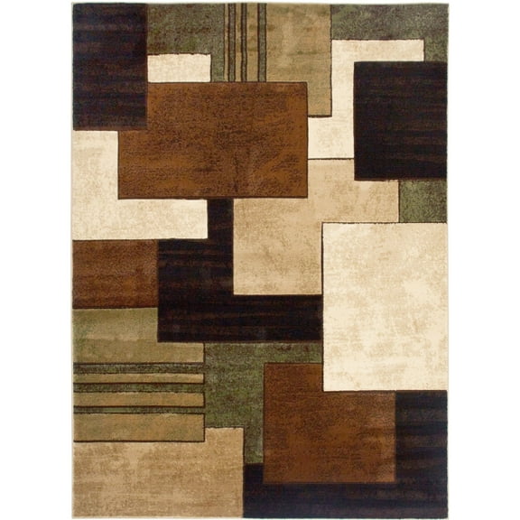 Home Dynamix Tribeca Mason Contemporary Geometric Area Rug, Brown/Green, 3 Piece Set