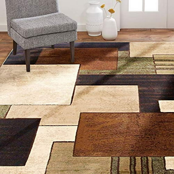 Home Dynamix Tribeca Mason Contemporary Geometric Area Rug, Brown/Green, 5'2"x7'2"