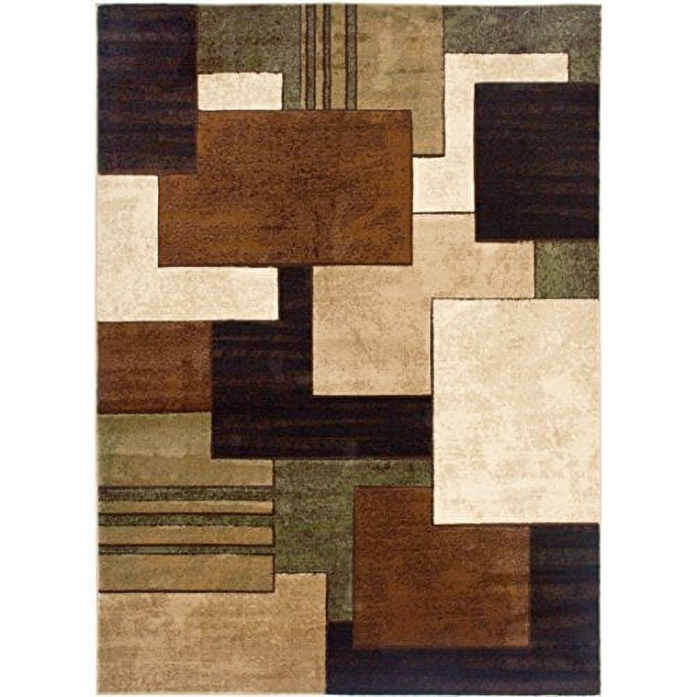 Mason Brown and Green Geometric Polypropylene Area Rug 7'10" x 10'6"