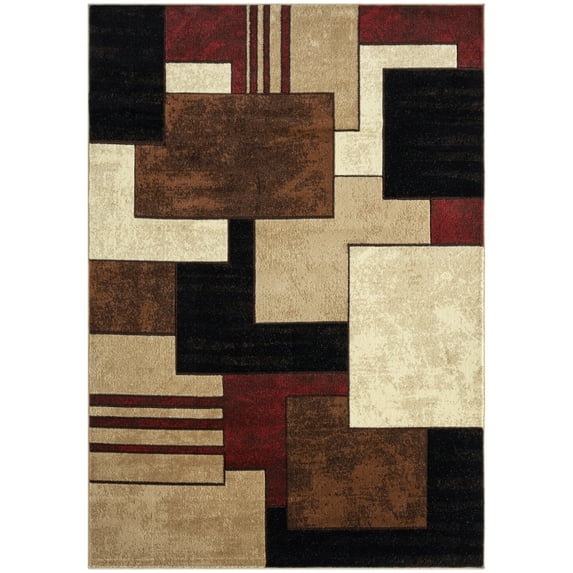 Home Dynamix Tribeca Mason Contemporary Geometric Area Rug, Brown/Red, 5'2"x7'2"