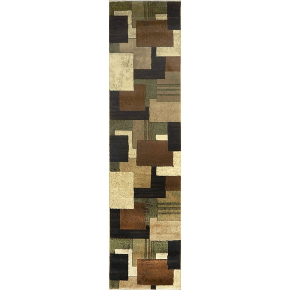 Home Dynamix Tribeca Mason Contemporary Geometric Runner Area Rug, Brown/Green, 1'9"x7'2"
