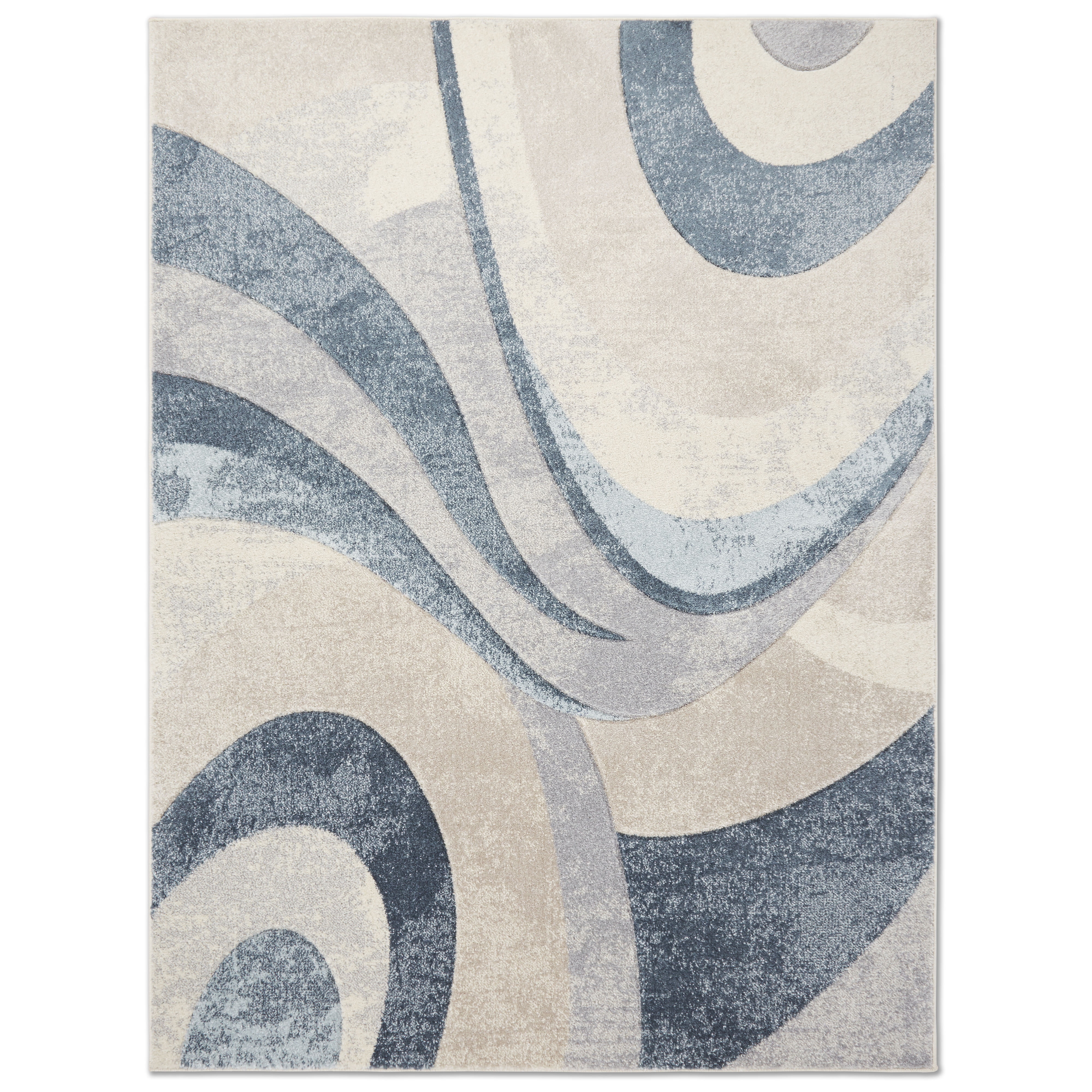Tribeca Blue and Gray Abstract 9' x 12' Synthetic Area Rug