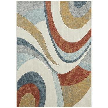 Home Dynamix Tribeca Slade Contemporary Abstract Area Rug, Blue/Rust, 5'2"x7'2"