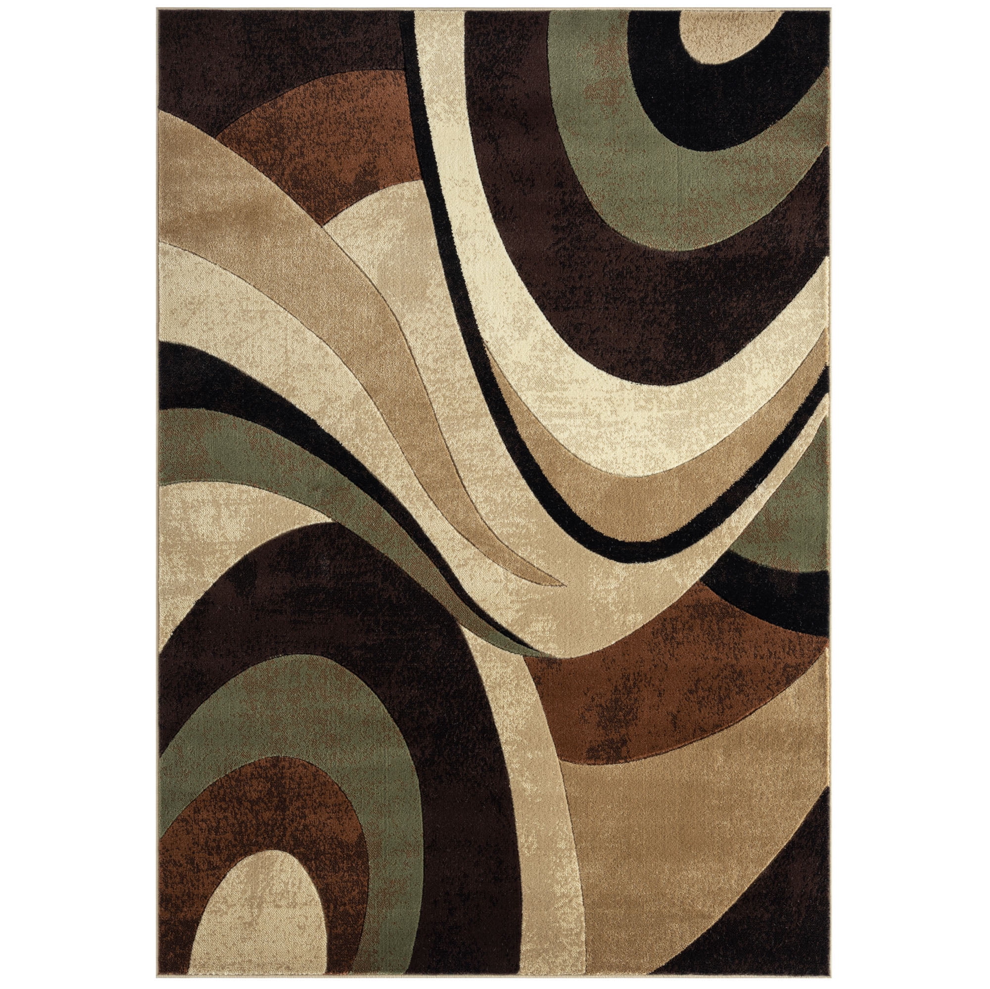 Tribeca Brown and Green Abstract 5' x 7' Reversible Area Rug