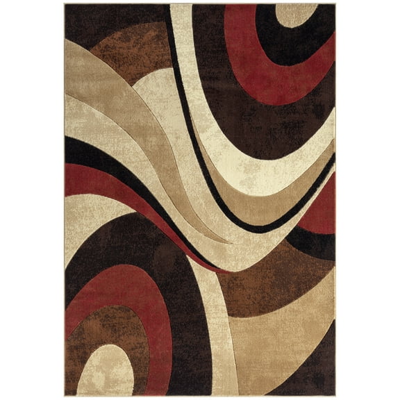 Home Dynamix Tribeca Slade Contemporary Abstract Area Rug, Brown/Red, 3'11"x5'2"