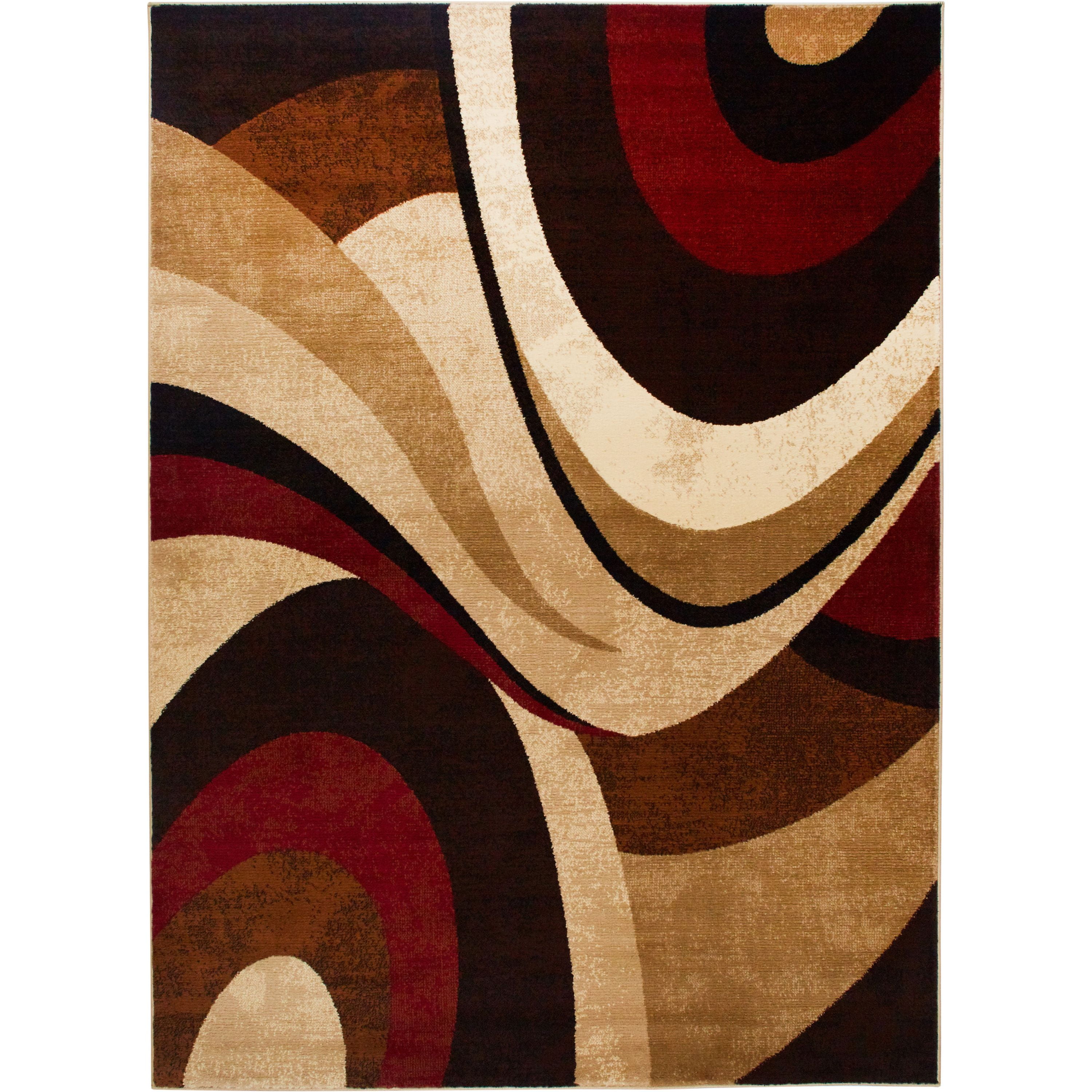 Tribeca Brown and Red Abstract 3-Piece Area Rug Set