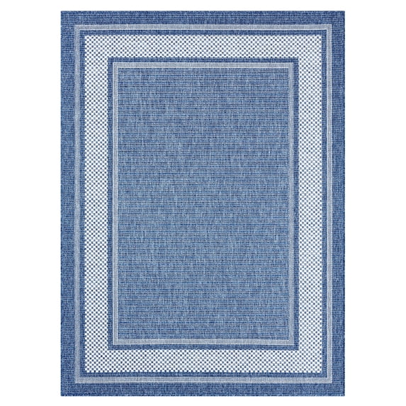 Home Dynamix Tripoli Julie Modern Border Indoor/Outdoor Area Rug, Blue/Ivory, 5'2"x7'2"