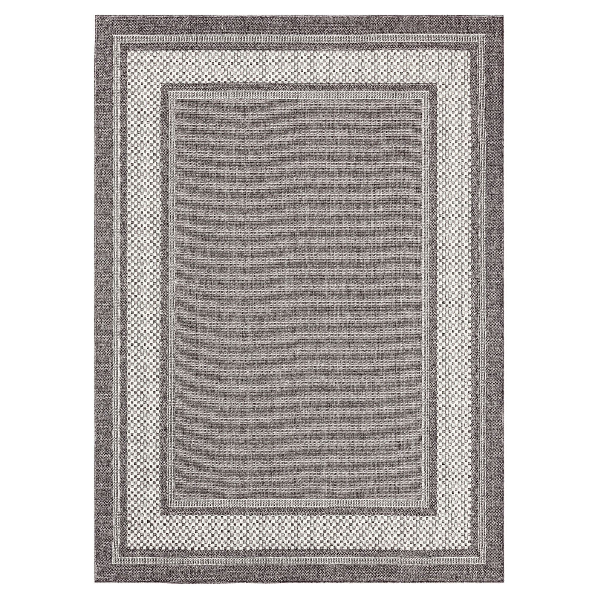 Home Dynamix Tripoli Julie Modern Border Indoor/Outdoor Area Rug, Grey/Ivory, 5'2"x7'2"