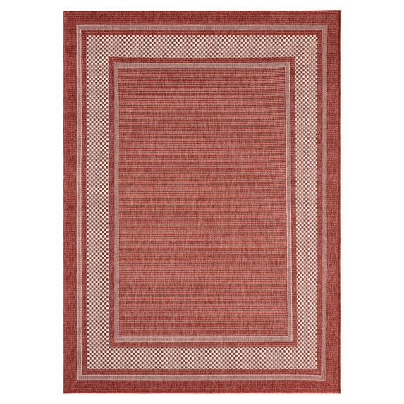 Home Dynamix Tripoli Julie Modern Border Indoor/Outdoor Area Rug, Terracotta/Ivory, 5'2"x7'2"