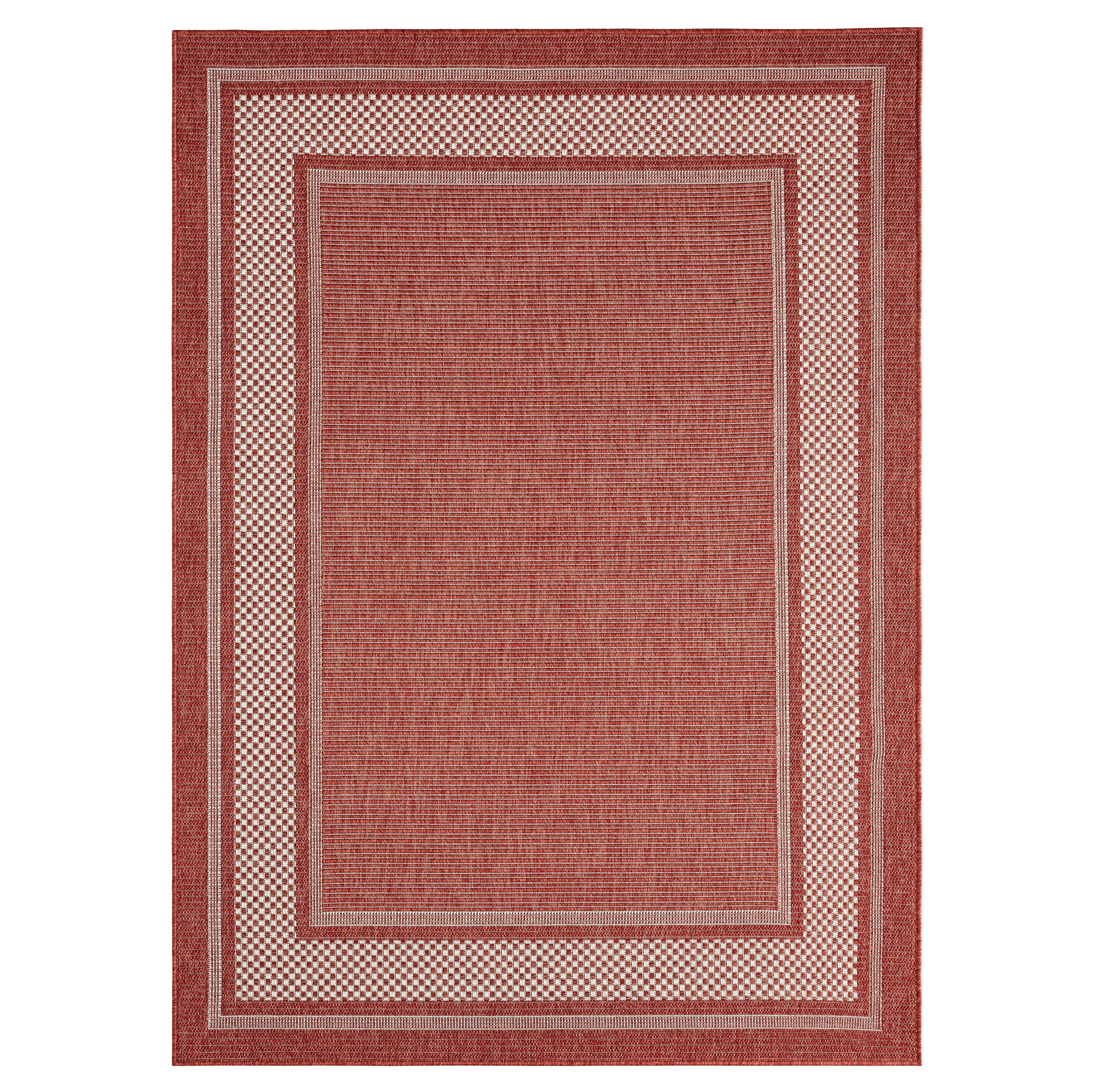 Home Dynamix Tripoli Julie Modern Border Indoor/Outdoor Area Rug, Terracotta/Ivory, 7'10"x10'2"