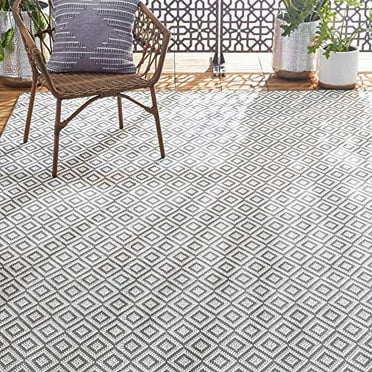 Home Dynamix Tripoli Lydia Modern Diamond Indoor/Outdoor Area Rug, Grey/Cream, 5'3"x7'3"