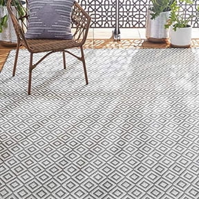 Home Dynamix Tripoli Lydia Modern Diamond Indoor/Outdoor Area Rug, Grey/Cream, 6'6"x9'6"