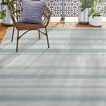 Home Dynamix Tripoli Mateo Modern Striped Indoor/Outdoor Area Rug, Blue/Cream, 5'3"x7'3"