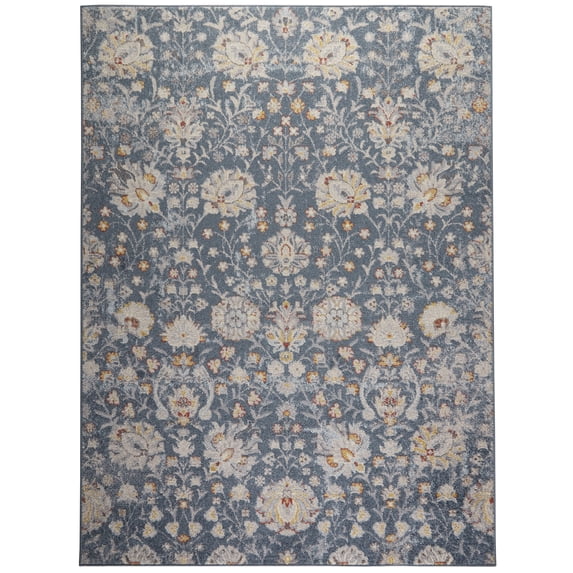 Home Dynamix Venice Flore Transitional Damask Area Rug, Blue, 7' 10" x 10' 2" Rectangle