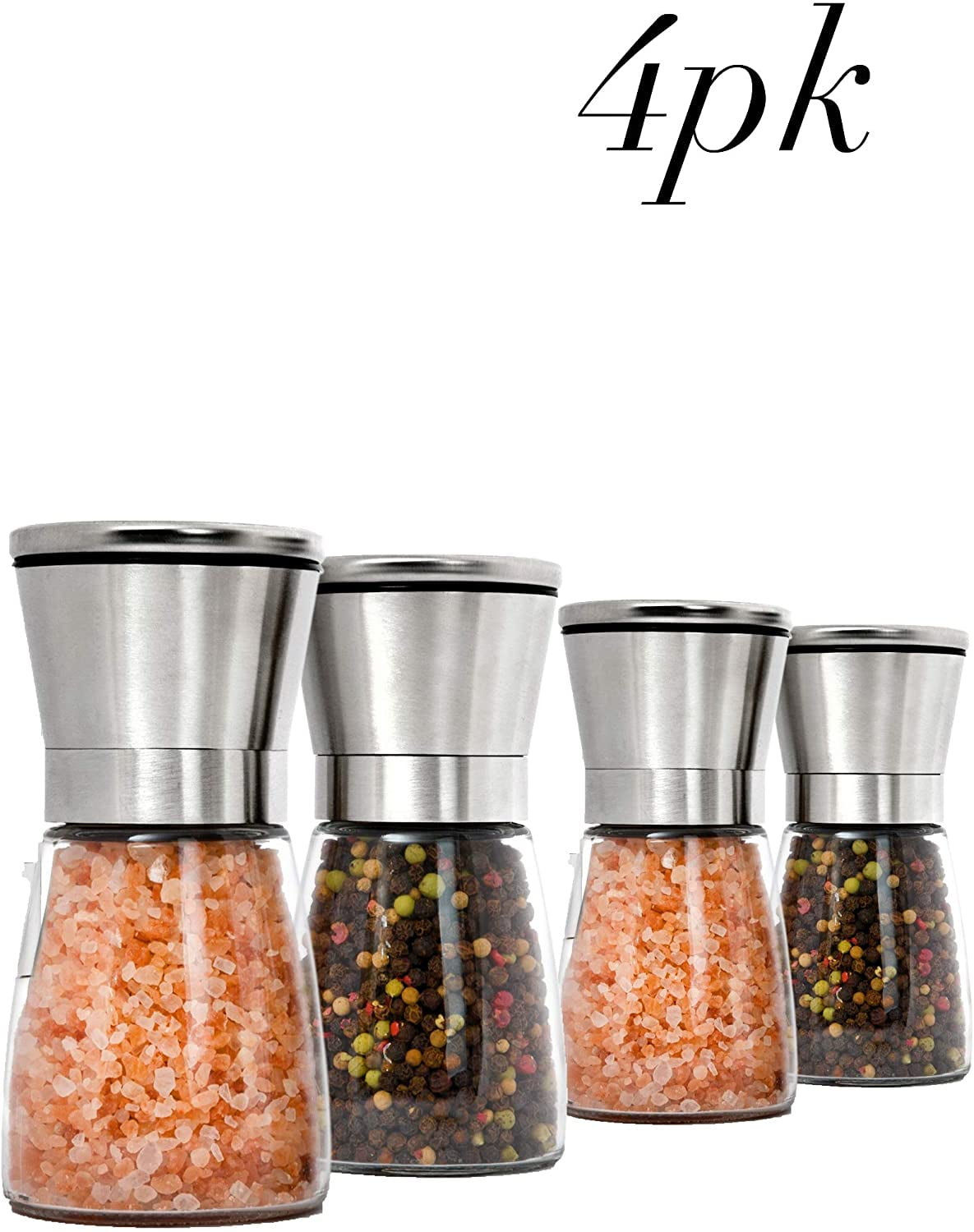 Home EC Salt and Pepper Grinder Set 2pk-Tall Gold Top