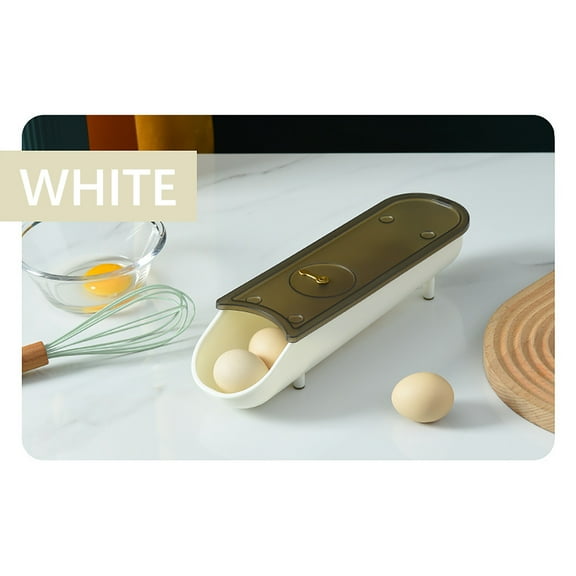 Home Edit Storage LAWOR Automatic Rolling Eggs Box Kitchen Refrigerator Storage Organizer Household Transparent Eggs Drawer Tray Eggs Box White O93