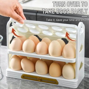 Home Edit Storage LAWOR Creative Flip Box 3-Layer Household Refrigerator Storage Box Household Kitchen Storage Tray White O3986
