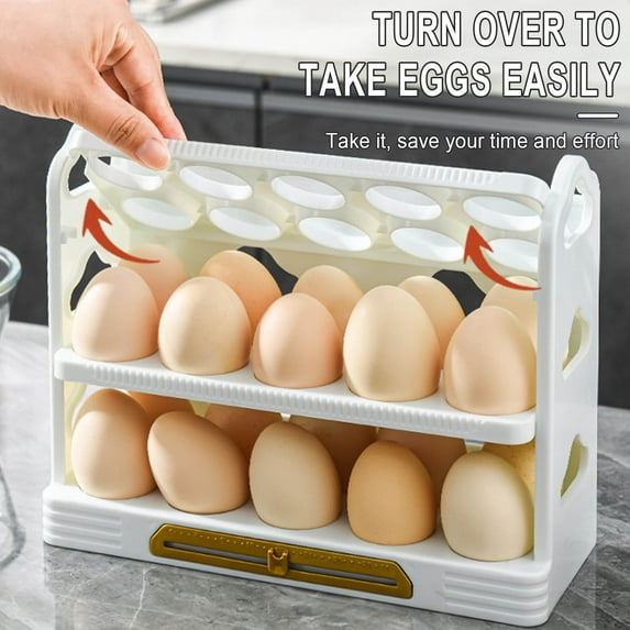 Home Edit Storage LAWOR Creative Flip Box 3-Layer Household Refrigerator Storage Box Household Kitchen Storage Tray White O3986