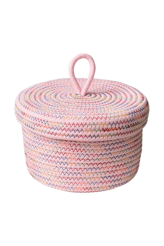 Home Edit Storage VSONTOR Woven Rope Basket Mini Woven Basket Cute Toy Storage Basket Towel Storage Pink S I4827
